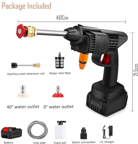 SEAHELTON Wireless High Pressure Washer for Car Washing 48V Rechargeable Electric Pressure Washer Gun Machine Tool for Bike, Cleaning, Gardening with Adjustable 3 in 1 Nozzle and 5M Hose Pipe